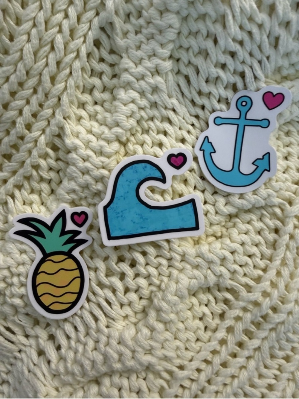 (Choose 2) Pineapple, Wave or Anchor with Heart Sticker